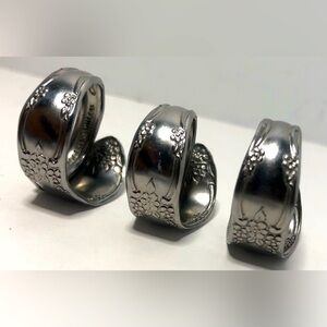 Handcrafted Spoon Rings (3) Silver Plated. Size 10, Can Be Adjusted Smaller
